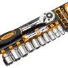 Set de 12 chei tubulare de 3/8" cu maner cu clichet Cr-V Industrial Tolsen