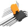 Set de 9 chei hexagonale cu brat lung Cr-V 1.5/2/2.5/3/4/5/6 Tolsen