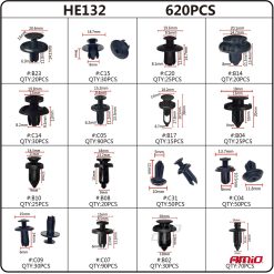 Clipsuri auto universale set 620buc Amio