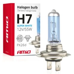 Bec cu halogen H7 12V 55W filtru UV (E4) Super White Amio