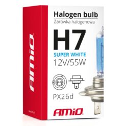 Bec cu halogen H7 12V 55W filtru UV (E4) Super White Amio